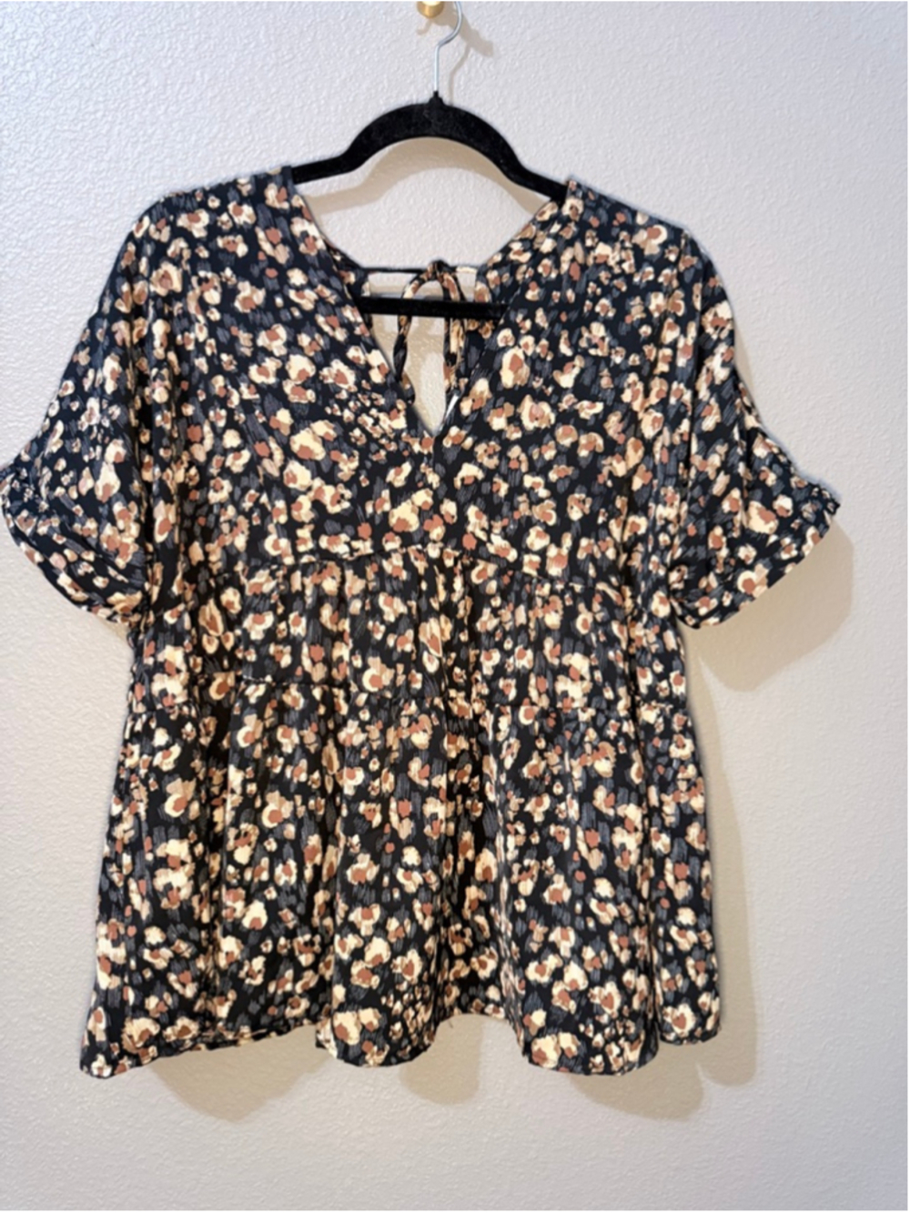 Women's Entro Leopard Print Boho Top M - Picture 5 of 10